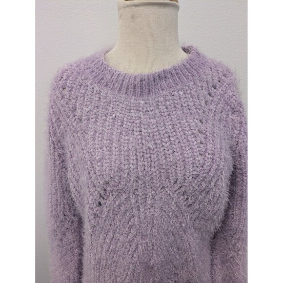 Talbots Lilac Purple Open Knit Cozy Soft Eyelash Sweater sz M Casual - Picture 4 of 8